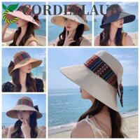 Mũ Chống Nắng Nữ CORDELLAUB, Mũ Nơ Phong Cách Dân Tộc Chống Tia UV, Kem Chống Nắng Màu Trơn Thời Trang Mũ Panama Vành Rộng Nắp Xô Ngoài Trời