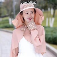 Mũ chống nắng nữ PETIOLES, có khăn choàng bảo vệ cổ áo khoác, Khăn choàng chống nắng dài tay vành rộng thông thường chống tia cực tím cho nữ