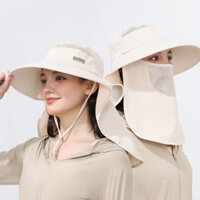 Mũ chống nắng toàn diện mùa hè cổ điển Lưới mặt nạ có thể tháo rời Mũ hái trà