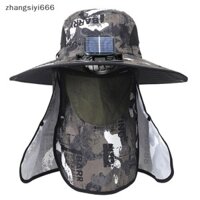 Mũ chống nắng vành rộng mùa hè tốt đẹp có quạt pin sạc - Bảo vệ cổ nam và khăn choàng lớn thiết kế tốt