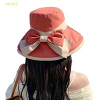 Mũ chống nắng vành rộng SAINTY, Mũ chống nắng phong cách Hàn Quốc chống tia cực tím Mũ ngư dân, Mũ chống nắng màu trơn thời trang Mũ Panama Nơ Mũ xô đi biển