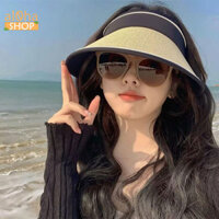 Mũ chóp cói gấp gọn - nón chóp nửa đầu vành rộng chống nắng, đi biển - al0ha Shop - be