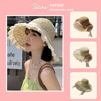 Mũ Cói Che Nắng Unisex, Nón Cói Trơn Phối Dây Cột Nơ Tiểu Thư Thoáng Khí Thời Trang Biển Xuân Hè - Tatiho - Mã NC049