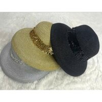 Mũ cói đi biển, du lịch kiểu dáng chuông lồng đèn đai kim sa