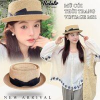 Mũ cói đi biển du lịch vành nhỏ unisex phong cách vintage quý phái nhiều màu sắc sang trọng