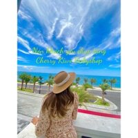 MŨ CÓI ĐI BIỂN GẮN RUY BĂNG XẾP NẾP SIÊU SANG