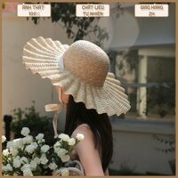 Mũ cói đi biển tạo sóng chất liệu lúa mì tự nhiên 100% chống nắng và tia UV