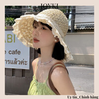 Mũ cói mềm handmade phối ren siêu xinh đi biển đi chơi JOYKI OS04