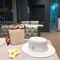 Mũ cói mũ dạ vành nhỏ gắn chữ dio siêu sang chảnh