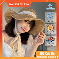 Mũ Cói, Nón Cói Vành Rộng Thắt Nơ Ren Tiểu Thư Vintage Đi Biển Dễ Thương, Lỗi 1 Đổi 1