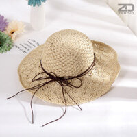 Mũ Cói Nữ Đi Biển, Nón Rơm Có Thể Gấp Lại Phong Cách Hàn Quốc MCDBN03 - Màu Be