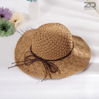 Mũ Cói Nữ Đi Biển, Nón Rơm Có Thể Gấp Lại Phong Cách Hàn Quốc MCDBN03 - Kaki