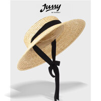 Mũ Cói Rơm Form Cạn Vành Siêu Rộng JCB07 Jussy Official Nón Cói Rộng Vành Đan Tay Sang Chảnh Đóng Hộp To Giữ Form