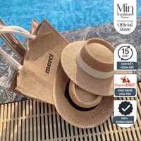 Mũ cói rộng vành gắn ruy băng phong cách, thời trang - MUN2