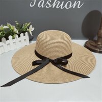 Mũ cói rộng vành, nón cói rộng vành đi biển, đi du lịch, phong cách cổ điển thanh lịch dành cho nữ - Cà phê