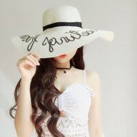 Mũ cói vành rộng chữ đi biển hè 2019