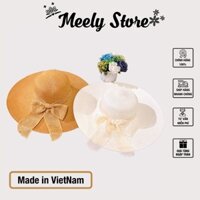 Mũ Cói Vành Rộng Đi Biển - Mũ Cói Mềm Phối Nơ Meely02
