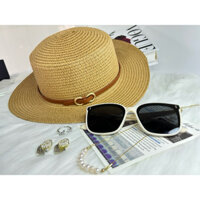 Mũ cói vành rộng đi biển thời trang - Nón cối sợi đan móc phối nhiều hoạ tiết
