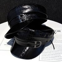 Mũ da màu đen Mũ nồi cho nữ Mũ Lưỡi Trai Mũ Lưỡi Trai họa tiết kiểu Hàn Quốc