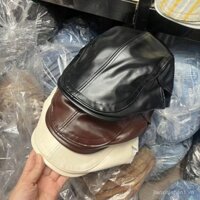 Mũ da nam kiểu mỏ vịt, mũ da PU, mũ beret văn học cho thanh niên, mũ da cho người trung niên