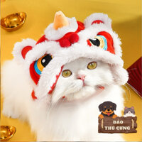 Mũ Đầu Lân Chó Mèo, Nón Con Lân Cho Thú Cưng Trung Thu, Ngày Tết