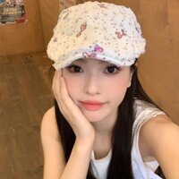 Mũ  Đầy Màu Sắc Hình Bướm Hàn Quốc Mũ Nồi Họa Sĩ Thời Trang Nữ Mùa Xuân Hè Mũ Họa Sĩ Báo