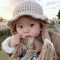 Mũ Dệt Kim Đính Tóc Giả Thắt Bím Xinh Xắn Dành Cho Bé