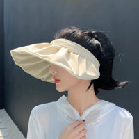 Mũ đi biển nữ nửa đầu rộng vành thời trang chống tia UV cá tính trẻ trung - Xanh sẫm