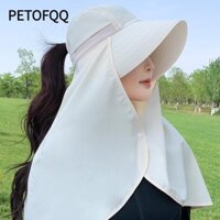 Mũ đi biển PETOFQQ, Vành lớn Khăn choàng lớn Mũ xô, Chống tia cực tím Nhanh khô Bảo vệ cổ đuôi ngựa Mũ nữ