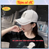 Mũ đính đá lưỡi trai nam nữ siêu xinh họa tiết M chất kaki Hàn cao cấp 2 màu đen trắng M18