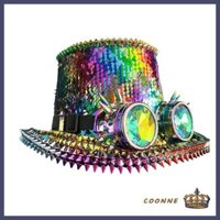 Mũ đinh tán đầy màu sắc Coonn có kính Mũ đội trưởng Mũ tắm cô dâu cho sự kiện trang trọng