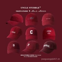 Mũ Đỏ chú Hu, mũ bóng chày màu đỏ tía, mũ lưỡi trai mềm cổ điển màu hạt dẻ, mũ năm tuổi cho nam, nữ