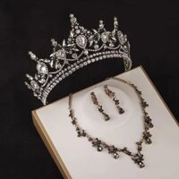 Mũ Đội Đầu Cô Dâu Gạc Chính Vương Miện Pháp Ba Mảnh Phù Hợp Với Hepburn Cao Cấp Retro Nhấp Nháy Kim Cương Phong Cách Công Chúa Vương Miện #HG0327#