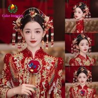 Mũ Đội Đầu Cô Dâu SAHRAI, Áo Tiaras Cô Dâu Phong Cách Trung Hoa Sang Trọng, Bông Tua Rua Tinh Tế Cưới Băng Đô Tóc Phụ Kiện Tóc