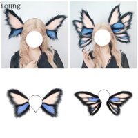 Mũ đội đầu hình bướm đen lông thú trẻ trung đáng yêu Băng đô quỷ sành điệu cho lễ hội