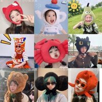 Mũ đội đầu hình chú chim cánh cụt, cua, dâu tây, ấm trà, đạo cụ chụp ảnh du lịch, mũ ấm mùa đông vui nhộn