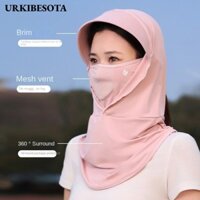 Mũ đội đầu URKIBESOTA, Mũ chống tia cực tím Ice Silk, có khăn choàng Mũ chống nắng thoáng khí Unisex