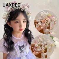 Mũ đội đầu vòng hoa UAXPEO, Băng đô công chúa vương miện hoa bướm rừng, Vòng đầu đẹp cho bé gái