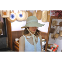 Mũ du lịch dạng cói rộng vành đi biển form mềm cột dây ren siêu xinh, ảnh thật sẵn hàng