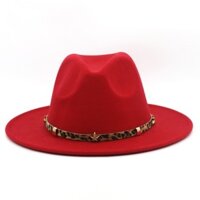 Mũ Fedora thời trang nam nữ có thắt lưng in họa tiết da báo nhỏ