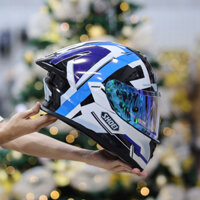 Mũ Fullface 2 Kính ROC 08 Plus Đen Bóng Dán Tem Decal