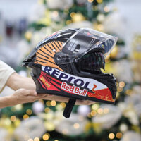 Mũ Fullface 2 Kính ROC 08 Plus Đen Bóng Dán Tem Decal