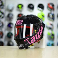 Mũ Fullface EGO E7 Đen Bóng + Dán Tem Decal AGV MYTH V1 Hồng FREESHIP