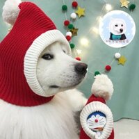 Mũ Giáng Sinh Đỏ Mới Cho Thú Cưng Mũ Đan Cho Shiba Inu Pháp Bulldog Golden Retriever Samoyed Mũ Ấm Cho Chó Trong Lễ Hội