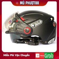 Mũ GRS A966K ĐEN NHÁM - Mũ bảo hiểm nửa đầu 2 kính đa năng