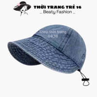 Mũ Hàn Quốc Vải Jean Có Dây Rút Thoáng Khí  Kiểu Nón Nữ Che Nắng Chống Tia U