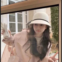 Mũ  Hepburn Màu Trắng Nỉ Mũ Nồi Kiểu Pháp Thu Đông Mũ Đội Đầu Phong Cách Quý Bà Thanh Lịch Cổ Điển