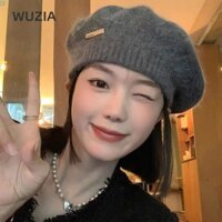 Mũ Họa Sĩ Anh WUZIA, Mũ Nồi Dệt Kim Phong Cách Hàn Quốc Ấm Áp, Nhãn Kim Loại Retro Thu Đông Mũ Mây