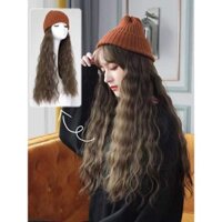 Mũ kèm tóc giả xù sóng cực xinh [ màu kem ]