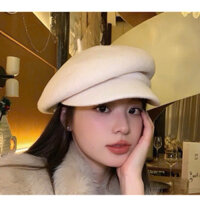 Mũ kepi dạ trơn và tag cúc, chất dạ, full màu, hàng quảng châu